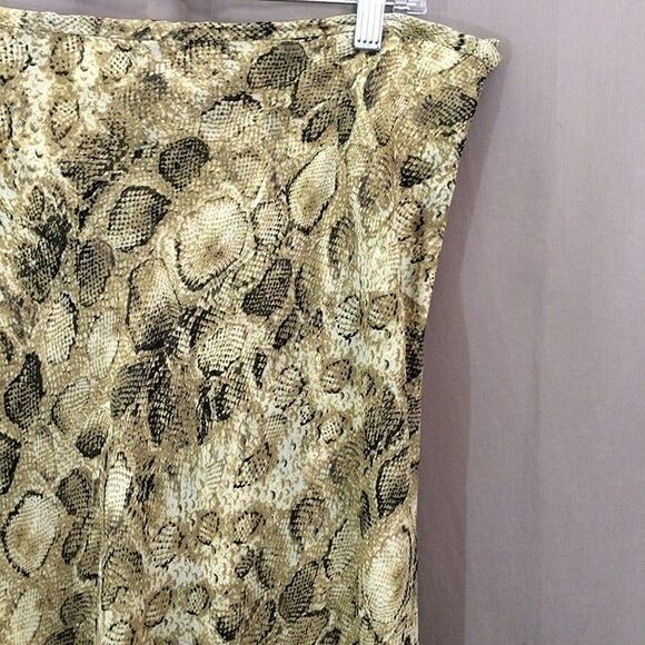 Talbots Pure Silk Skirt Snake Print Animal Midi Size 16 Y2K Career Boho - Picture 2 of 4